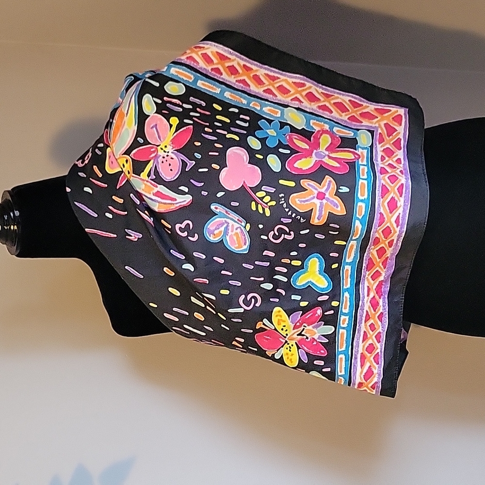 Vintage Ken Done inspired 1980s floral "Australis" scarf square
